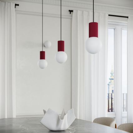 Lampadario a sospensione con filo HALO 1xG9/8W/230V diametro 12 cm rosso