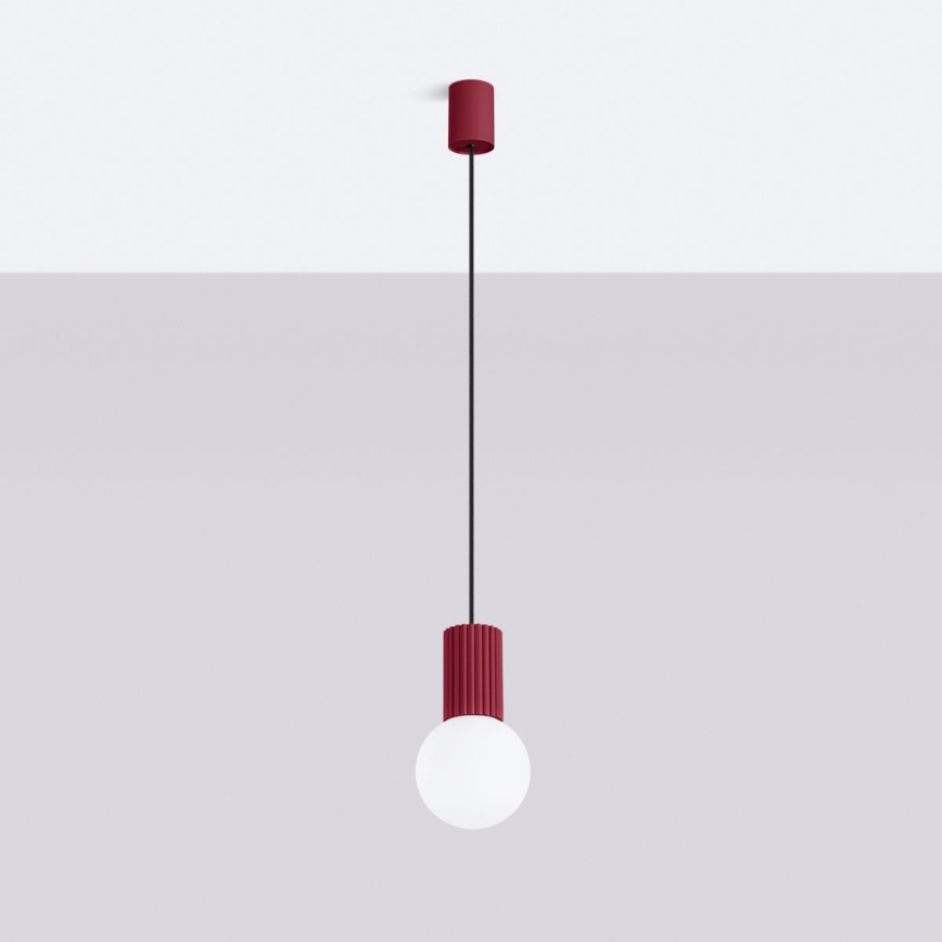 Lampadario a sospensione con filo HALO 1xG9/8W/230V diametro 12 cm rosso