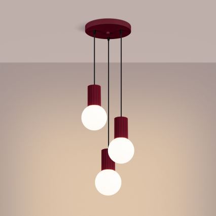 Lampadario a sospensione con filo HALO 3xG9/8W/230V diametro 25 cm rosso