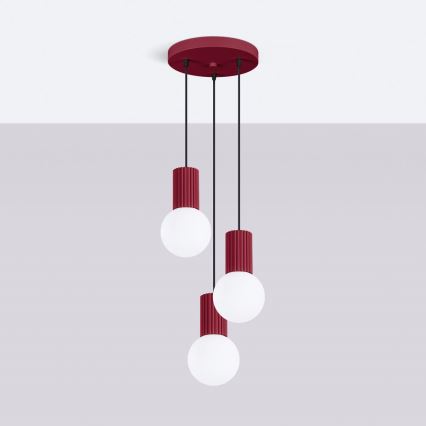 Lampadario a sospensione con filo HALO 3xG9/8W/230V diametro 25 cm rosso