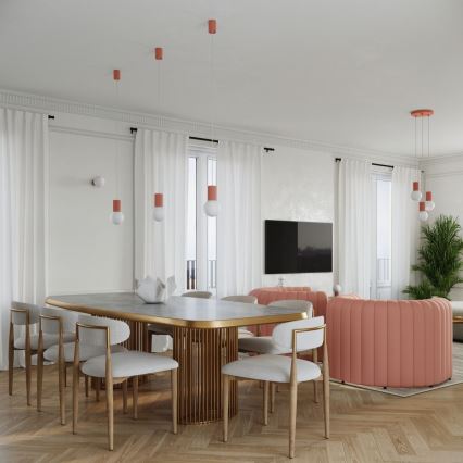 Lampadario a sospensione con filo HALO 1xG9/8W/230V diametro 12 cm rosa