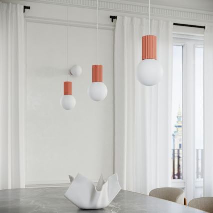 Lampadario a sospensione con filo HALO 1xG9/8W/230V diametro 12 cm rosa