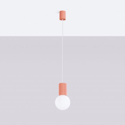 Lampadario a sospensione con filo HALO 1xG9/8W/230V diametro 12 cm rosa