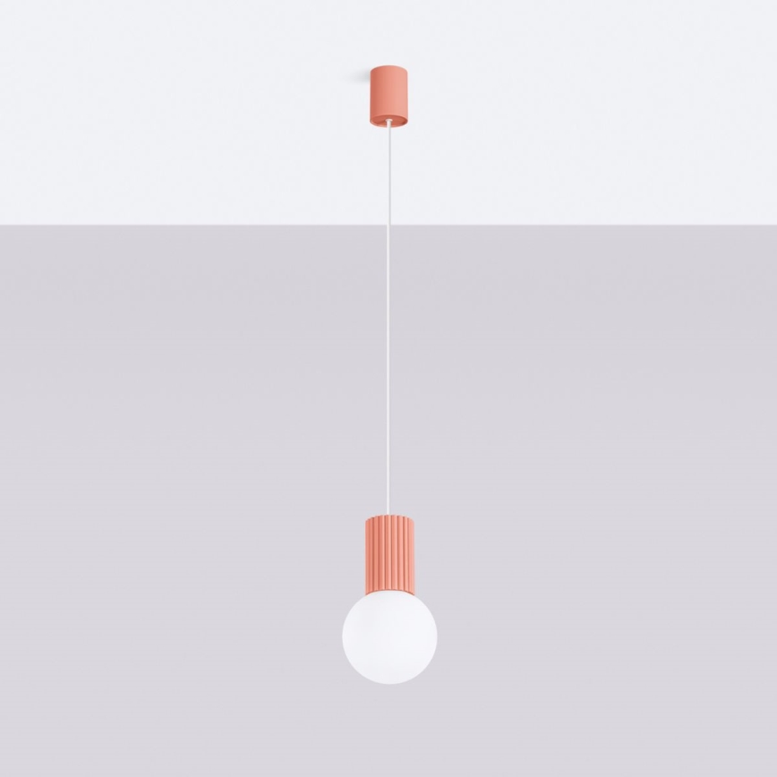 Lampadario a sospensione con filo HALO 1xG9/8W/230V diametro 12 cm rosa