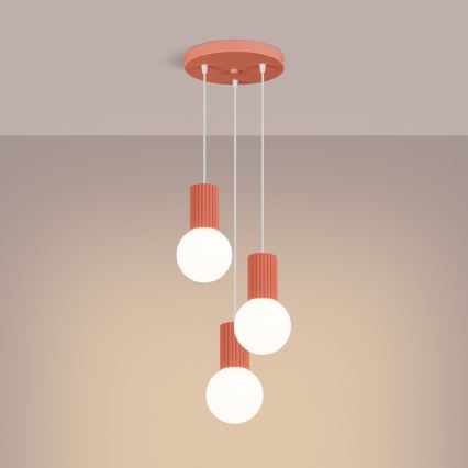 Lampadario a sospensione con filo HALO 3xG9/8W/230V diametro 25 cm rosa