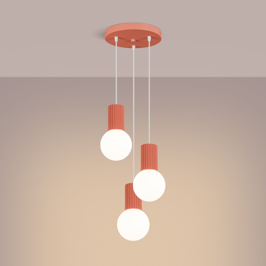 Lampadario a sospensione con filo HALO 3xG9/8W/230V diametro 25 cm rosa