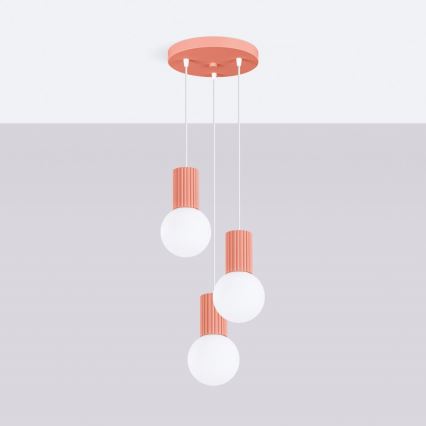 Lampadario a sospensione con filo HALO 3xG9/8W/230V diametro 25 cm rosa
