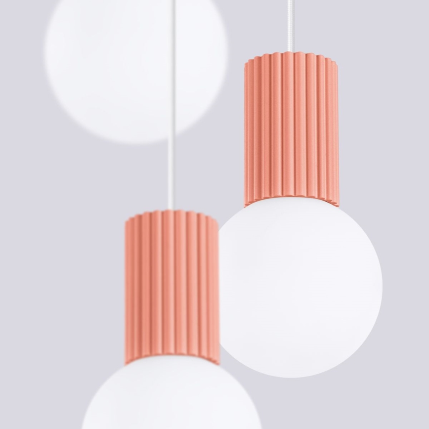 Lampadario a sospensione con filo HALO 3xG9/8W/230V diametro 25 cm rosa