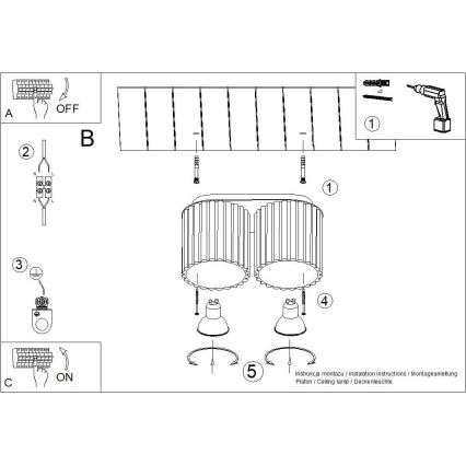 Faretto orientabile AURA 2xGU10/10W/230V nero
