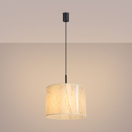 Lampadario a sospensione con cavo NEVIA 1xE27/15W/230V Ø 40 cm beige/effetto marmo