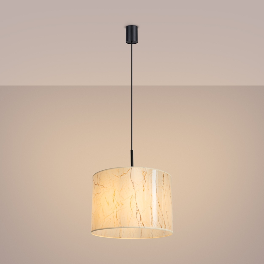 Lampadario a sospensione con cavo NEVIA 1xE27/15W/230V Ø 40 cm beige/effetto marmo