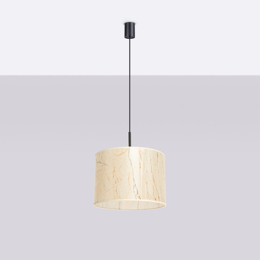 Lampadario a sospensione con cavo NEVIA 1xE27/15W/230V Ø 40 cm beige/effetto marmo
