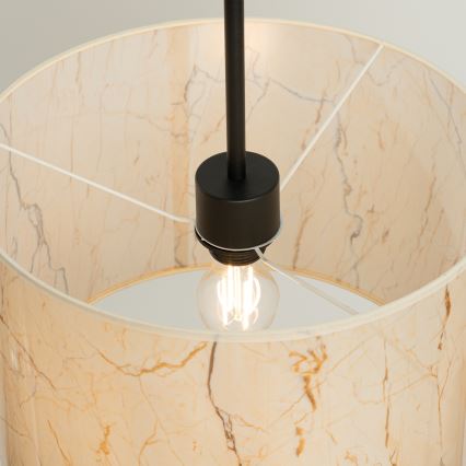 Lampadario a sospensione con cavo NEVIA 1xE27/15W/230V Ø 40 cm beige/effetto marmo