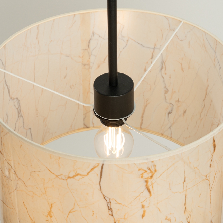 Lampadario a sospensione con cavo NEVIA 1xE27/15W/230V Ø 40 cm beige/effetto marmo
