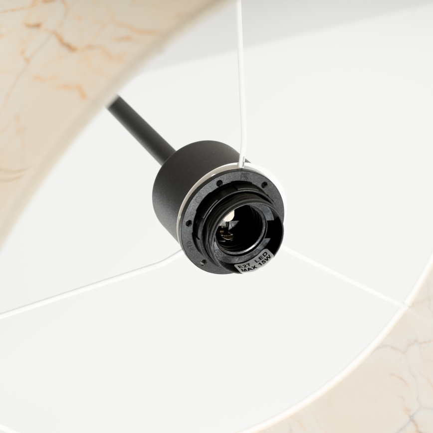 Lampadario a sospensione con cavo NEVIA 1xE27/15W/230V Ø 40 cm beige/effetto marmo