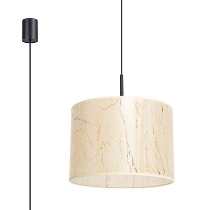 Lampadario a sospensione con cavo NEVIA 1xE27/15W/230V Ø 40 cm beige/effetto marmo
