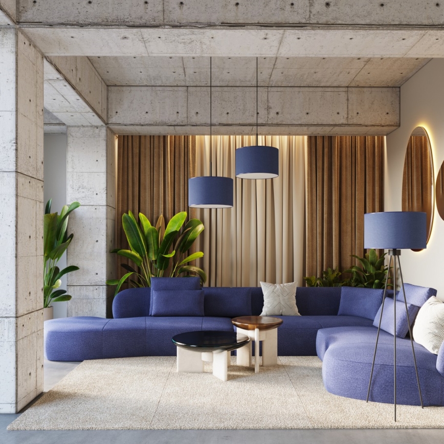 Lampada sospesa con cavo NEVIA 1xE27/15W/230V diam. 40 cm blu