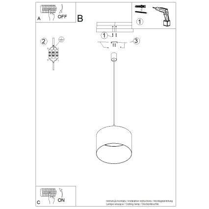 Lampada a sospensione con cavo NEVIA 1xE27/15W/230V Ø 40 cm, rossa