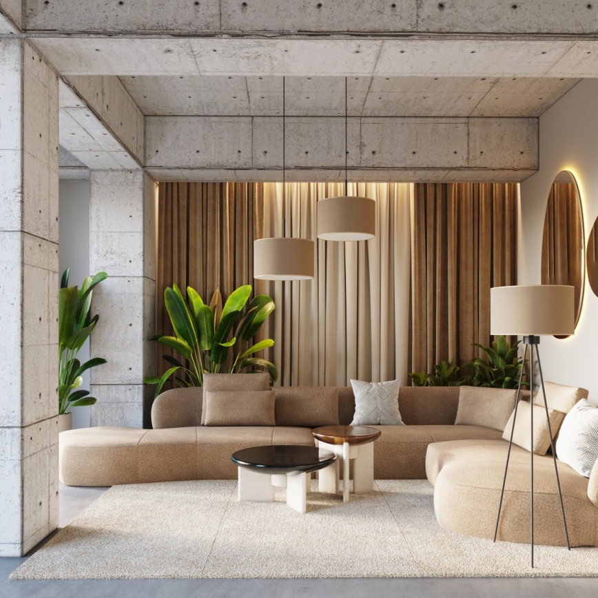 Lampada da terra NEVIA 1xE27/15W/230V taupe