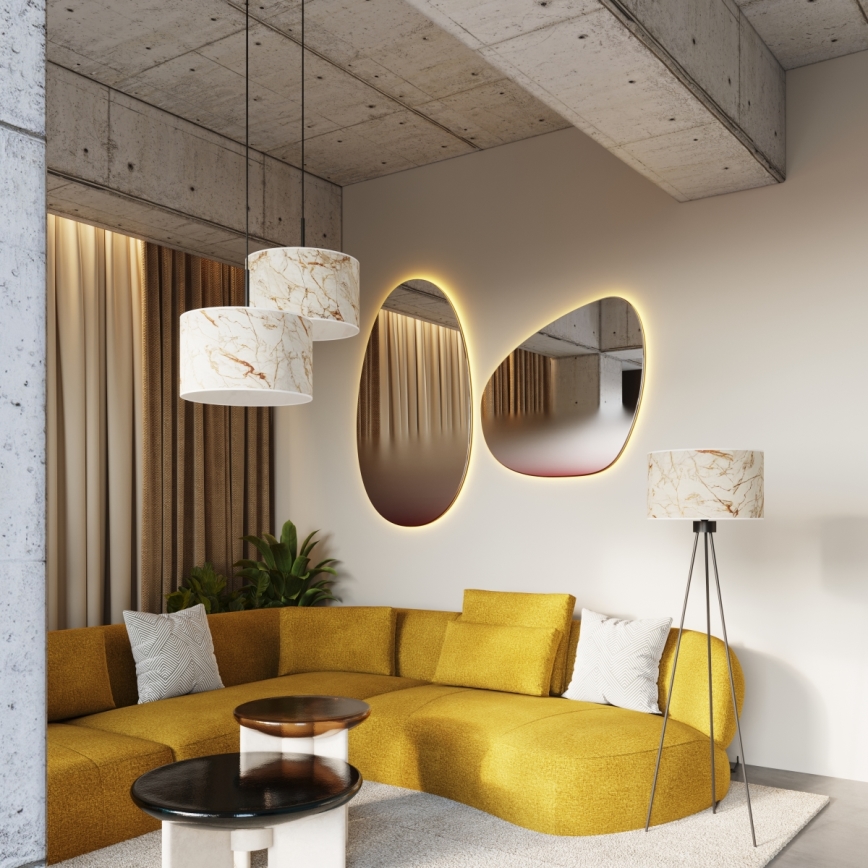 Lampada da terra NEVIA 1xE27/15W/230V beige/finitura effetto marmo