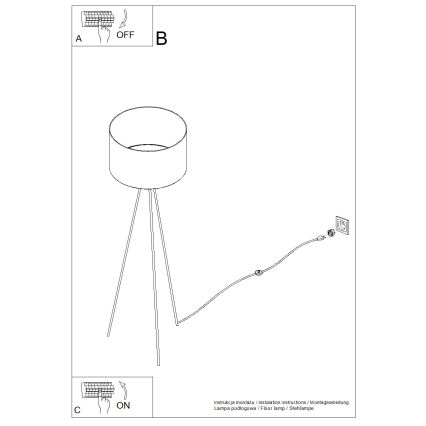 Lampada da terra NEVIA 1xE27/15W/230V beige/finitura effetto marmo