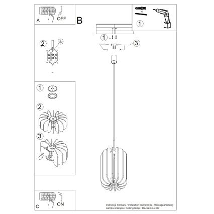 Lampada a sospensione MULA 1xE27/15W/230V Ø 27 cm gialla