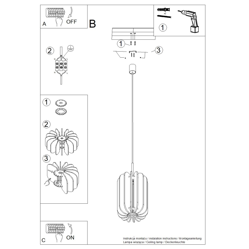 Lampada a sospensione MULA 1xE27/15W/230V Ø 27 cm gialla