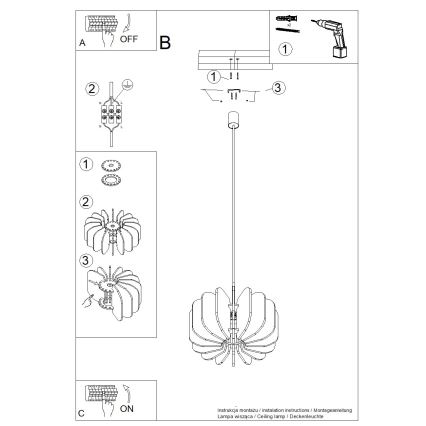 Lampadario a cavo MULA 1xE27/15W/230V Ø 45 cm giallo