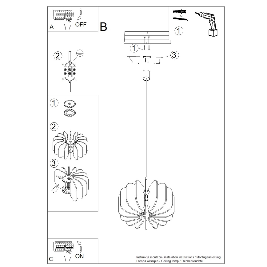 Lampadario a cavo MULA 1xE27/15W/230V Ø 45 cm giallo