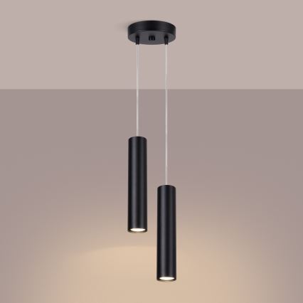 Lampadario a sospensione con cavo LAGOS 2xGU10/10W/230V nero