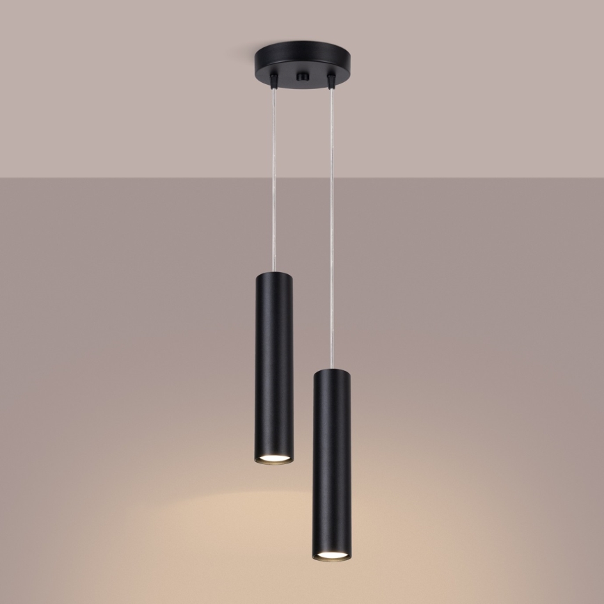 Lampadario a sospensione con cavo LAGOS 2xGU10/10W/230V nero
