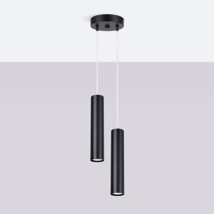 Lampadario a sospensione con cavo LAGOS 2xGU10/10W/230V nero