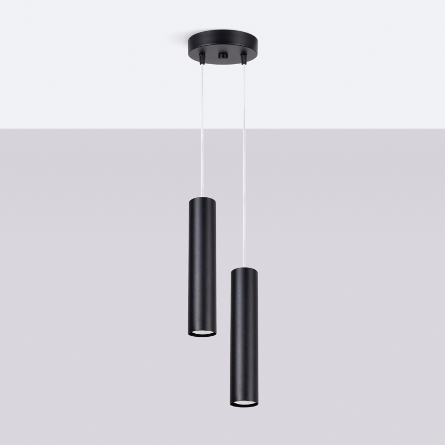 Lampadario a sospensione con cavo LAGOS 2xGU10/10W/230V nero