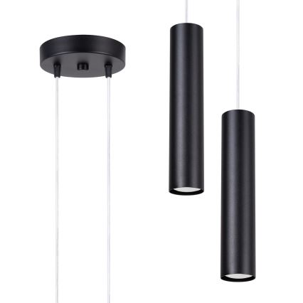 Lampadario a sospensione con cavo LAGOS 2xGU10/10W/230V nero