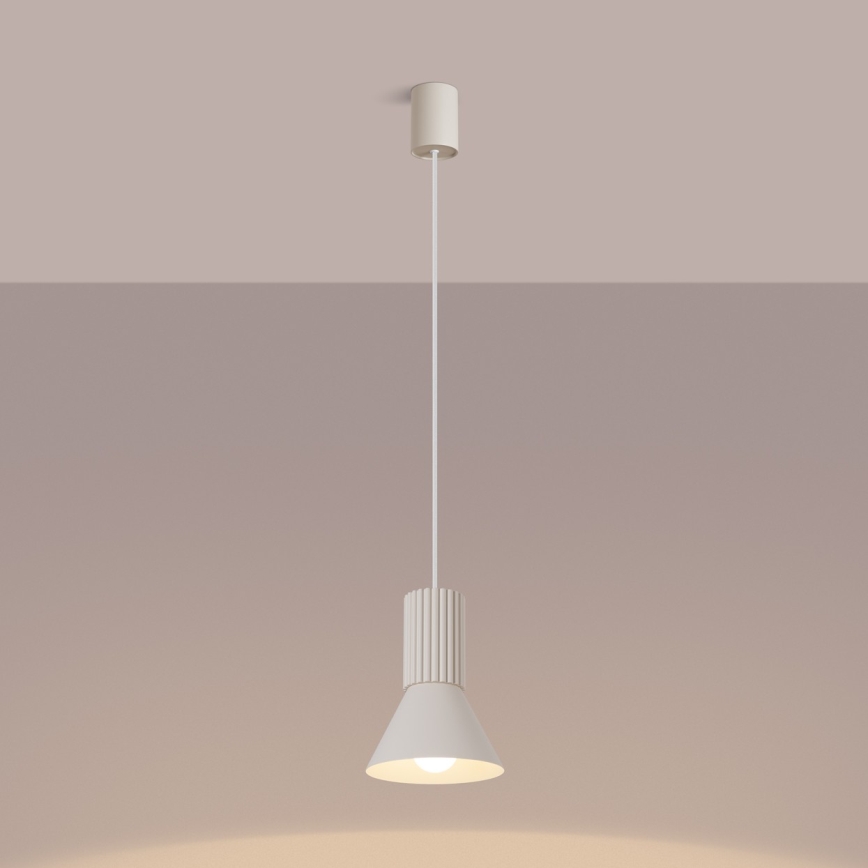 Lampadario a sospensione con cavo ESTRIA 1xE14/10W/230V Ø 14 cm crema