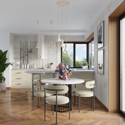 Lampadario a sospensione con cavo ESTRIA 1xE14/10W/230V Ø 14 cm crema