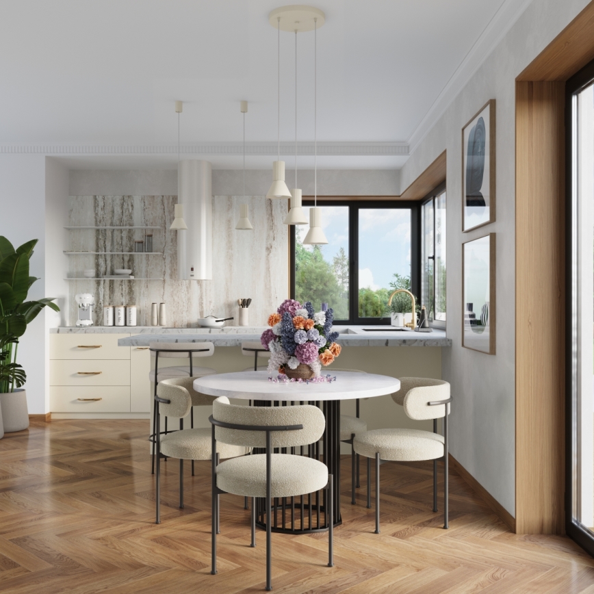 Lampadario a sospensione con cavo ESTRIA 1xE14/10W/230V Ø 14 cm crema