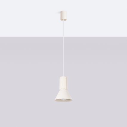 Lampadario a sospensione con cavo ESTRIA 1xE14/10W/230V Ø 14 cm crema