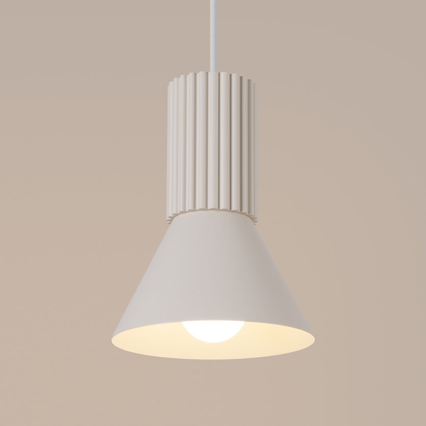 Lampadario a sospensione con cavo ESTRIA 1xE14/10W/230V Ø 14 cm crema