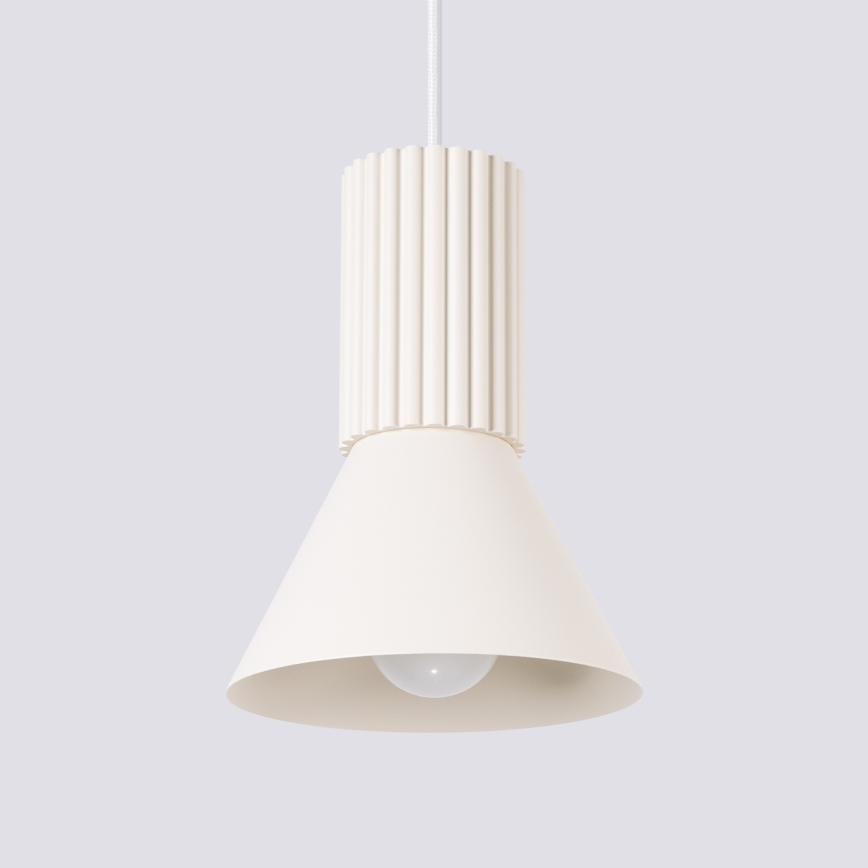 Lampadario a sospensione con cavo ESTRIA 1xE14/10W/230V Ø 14 cm crema