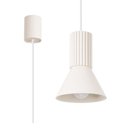 Lampadario a sospensione con cavo ESTRIA 1xE14/10W/230V Ø 14 cm crema