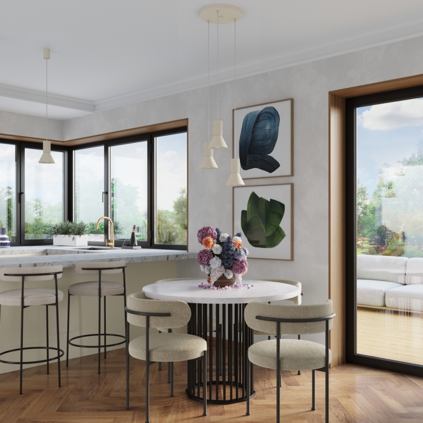 Lampadario a sospensione con cavo ESTRIA 3xE14/10W/230V Ø 30 cm crema