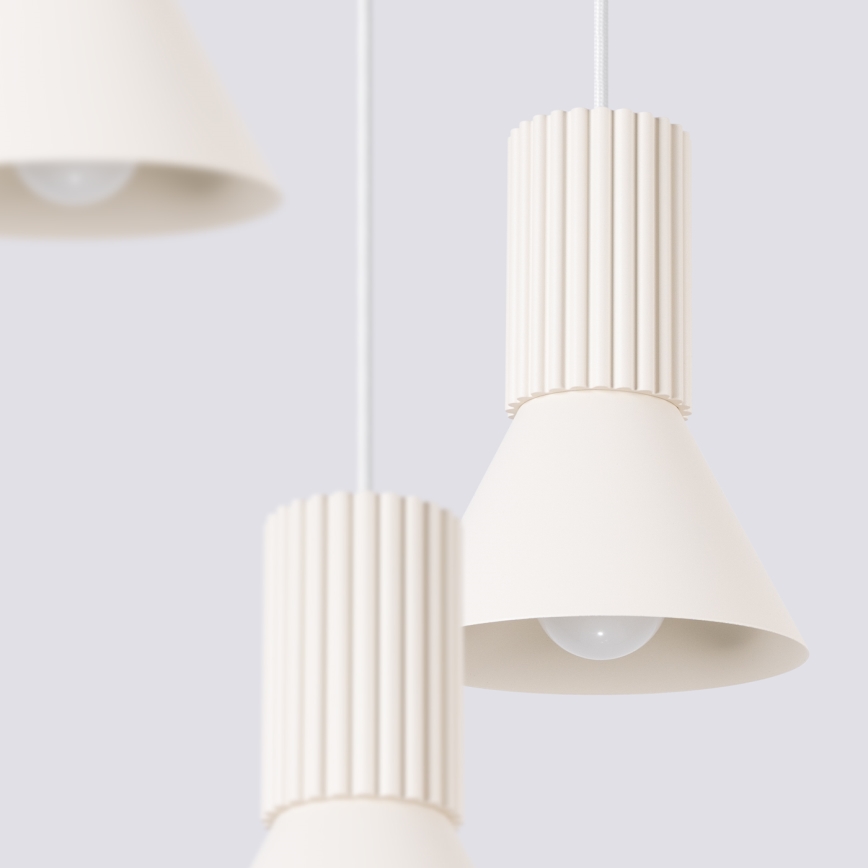 Lampadario a sospensione con cavo ESTRIA 3xE14/10W/230V Ø 30 cm crema