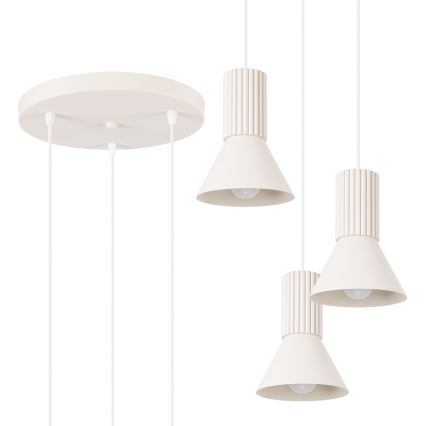 Lampadario a sospensione con cavo ESTRIA 3xE14/10W/230V Ø 30 cm crema