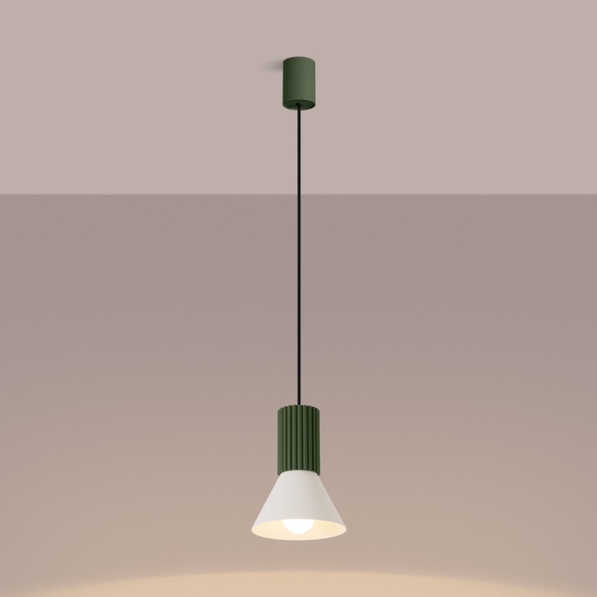 Lampada a sospensione con cavo ESTRIA 1xE14/10W/230V Ø 14 cm verde