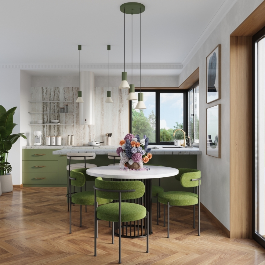 Lampada a sospensione con cavo ESTRIA 1xE14/10W/230V Ø 14 cm verde