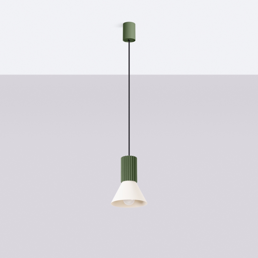 Lampada a sospensione con cavo ESTRIA 1xE14/10W/230V Ø 14 cm verde