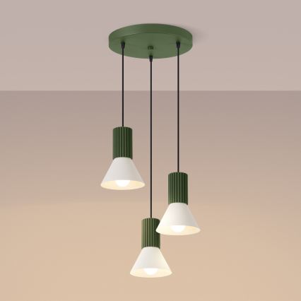 Lampadario a cavo ESTRIA 3xE14/10W/230V Ø 30 cm verde