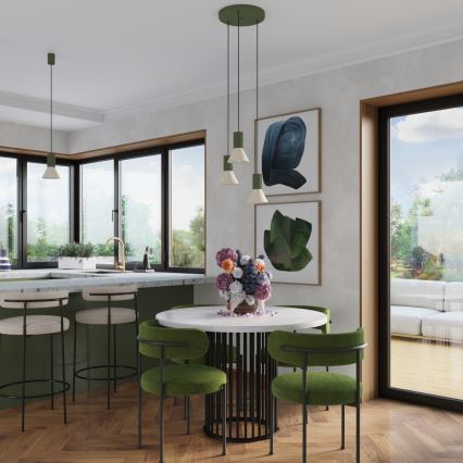 Lampadario a cavo ESTRIA 3xE14/10W/230V Ø 30 cm verde