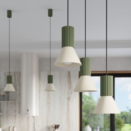 Lampadario a cavo ESTRIA 3xE14/10W/230V Ø 30 cm verde